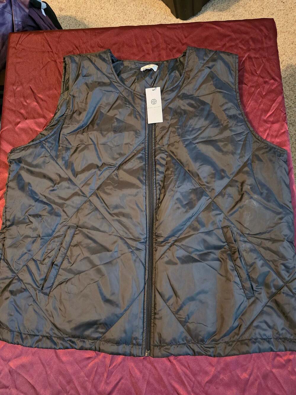 SOCIALITE Women's Black Quilted Full Zip Lightweight Puffer Vest Plus Size